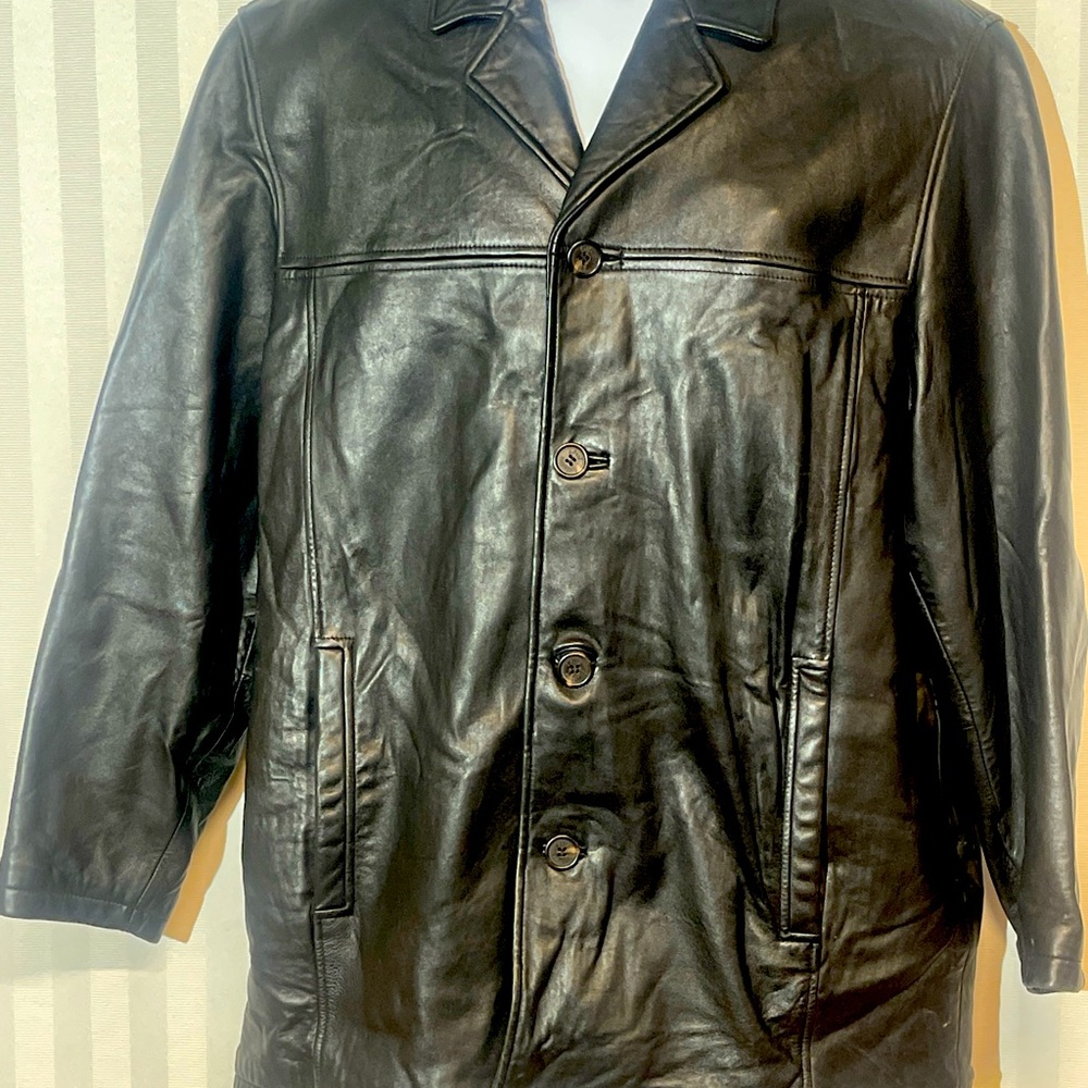 J Park Collection Jacket Mens medium, Black Leather Supple Soft Couture Bomber‎